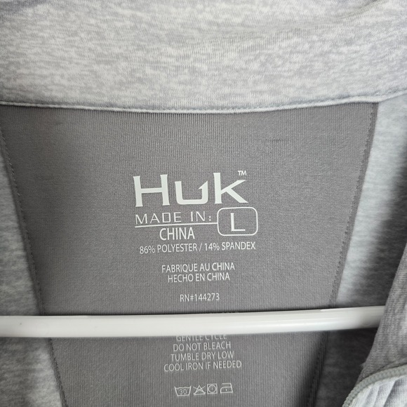NWT Huk Men's Cold Front Gray ¼ Zip Pullover Size L Performance Fishing Top - Picture 6 of 9